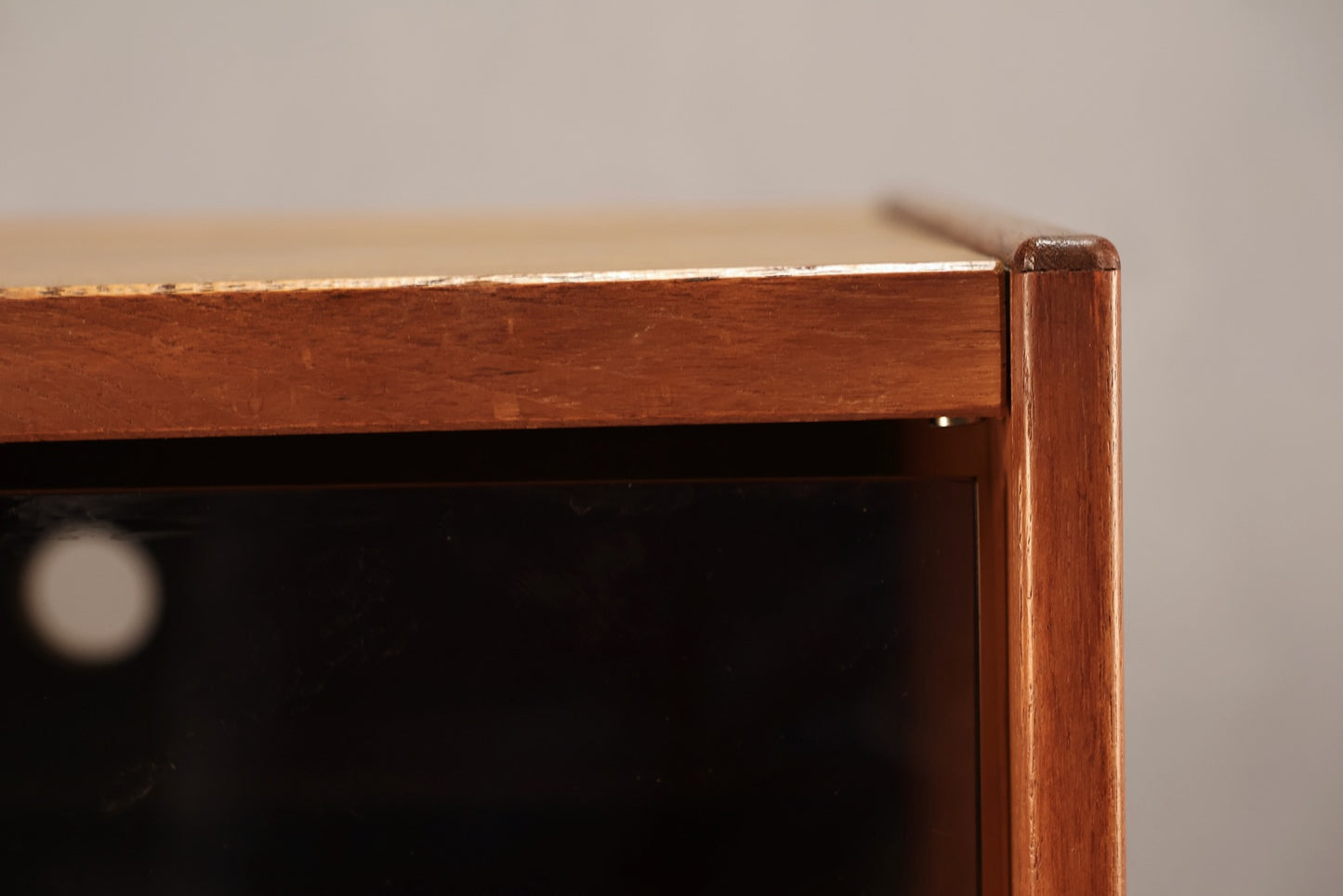 Teak & Smoked Glass Flip-Top Media Cabinet