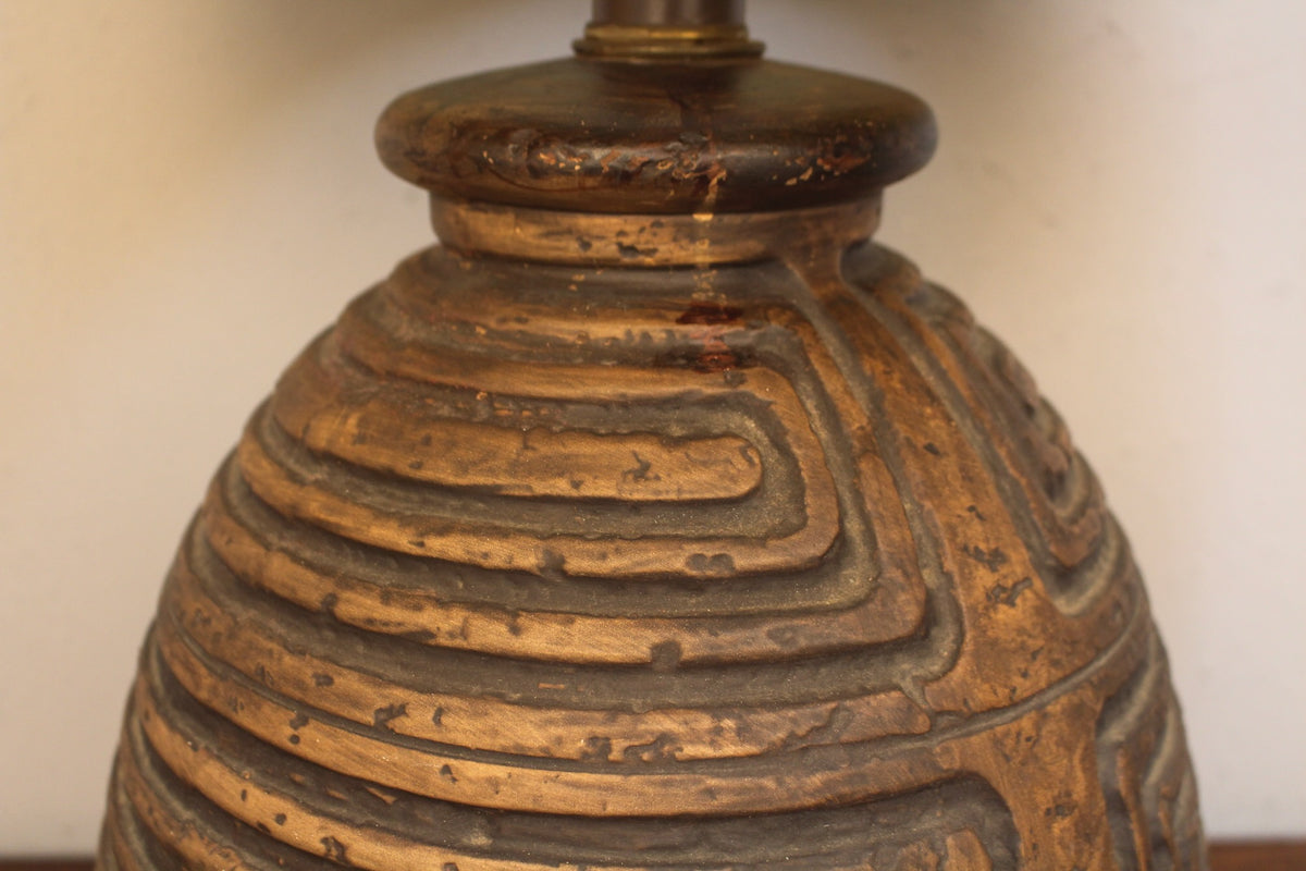 Mid Century Chalkware Maze Table Lamp