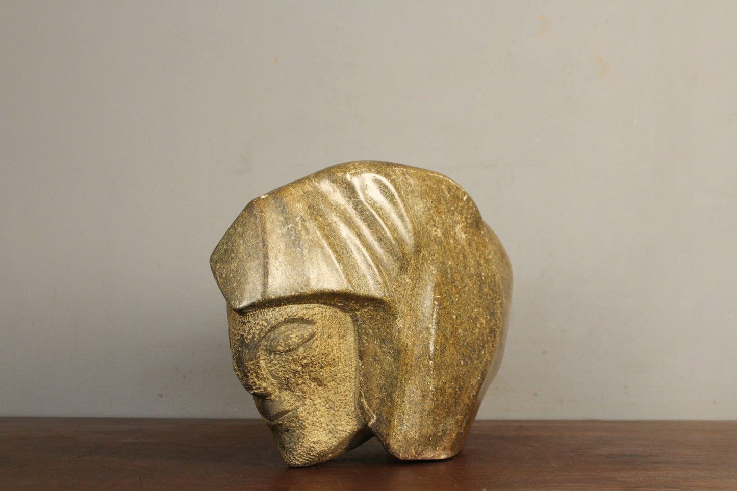 Carved Head Stone Sculpture