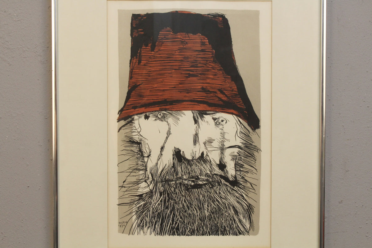 Leonard Baskin "Ahab With A Hat" Lithograph