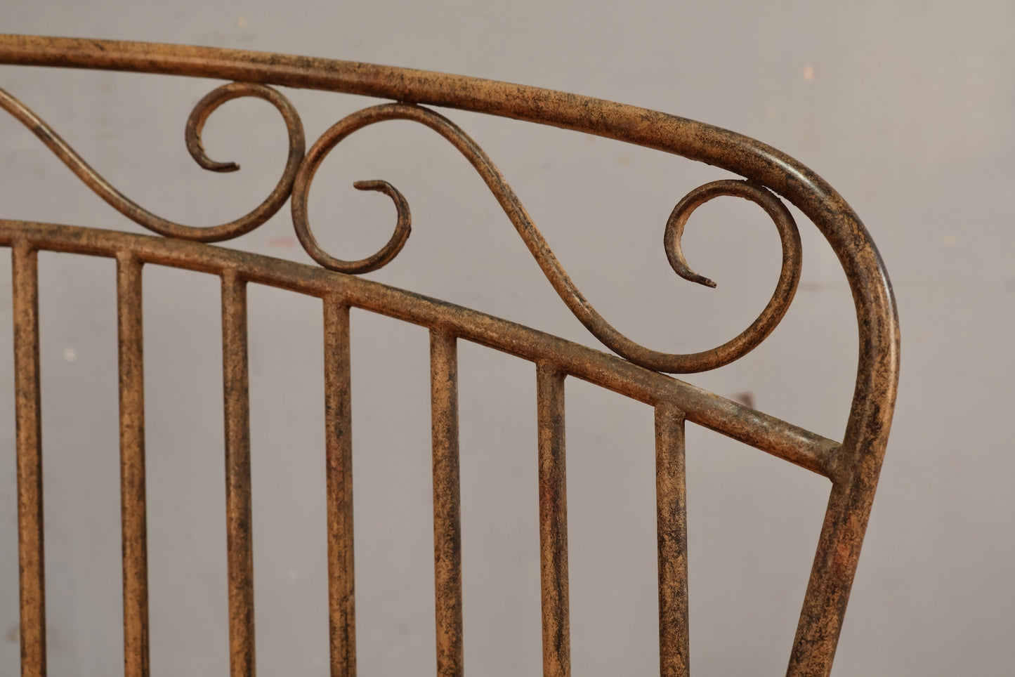 Compact Iron Curlicue & Coral Bench - ONLINE ONLY