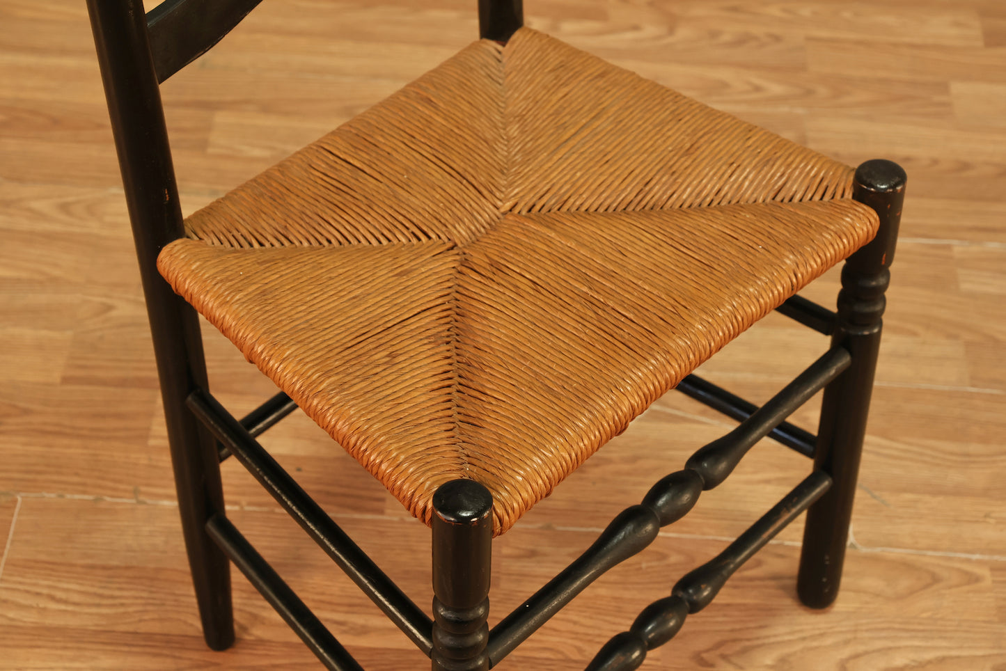 Black & Rush Ladderback Side Chair
