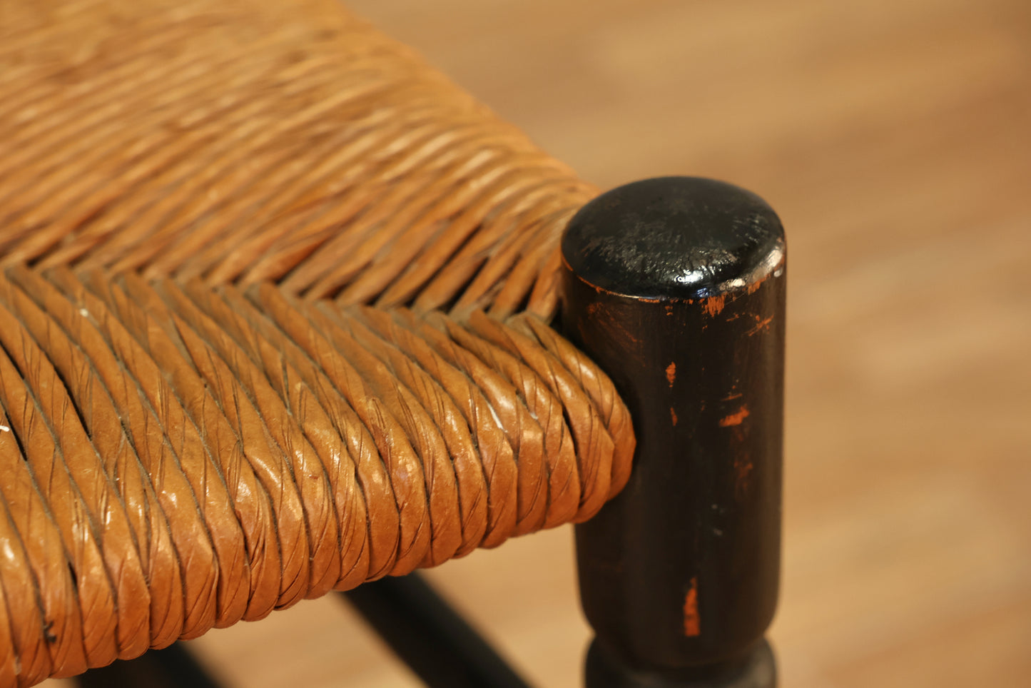 Black & Rush Ladderback Side Chair