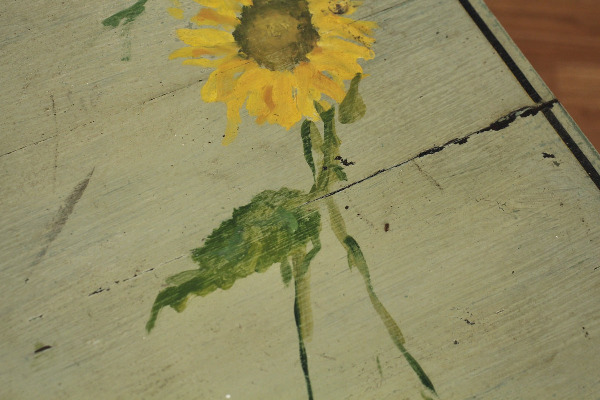 Rustic Mint & Sunflower 1-Drawer Table
