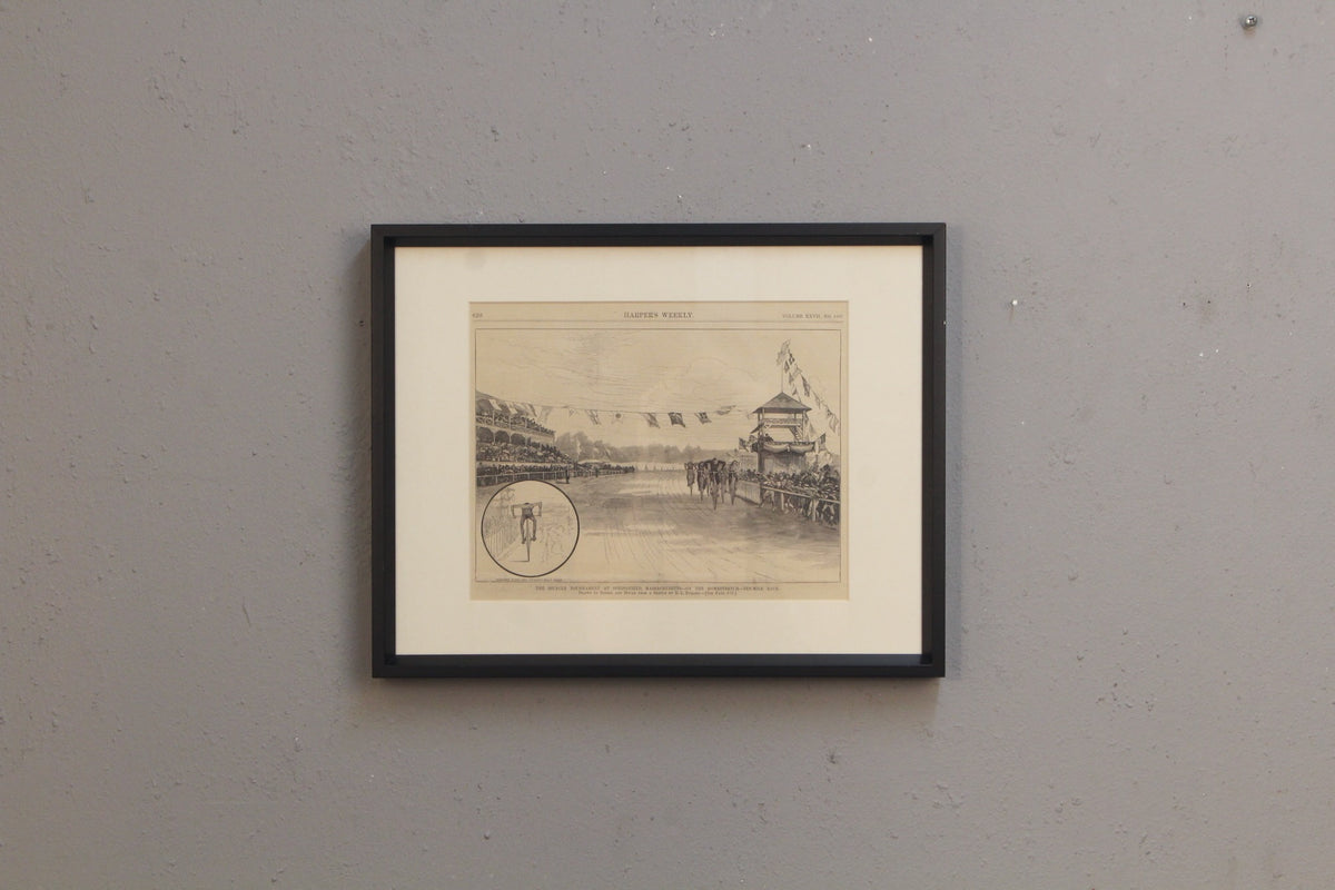 Small 1880s Harper's "Bicycle Tournament" Print