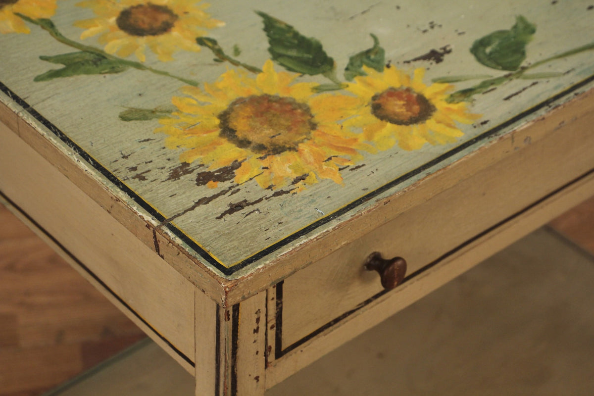 Rustic Mint & Sunflower 1-Drawer Table