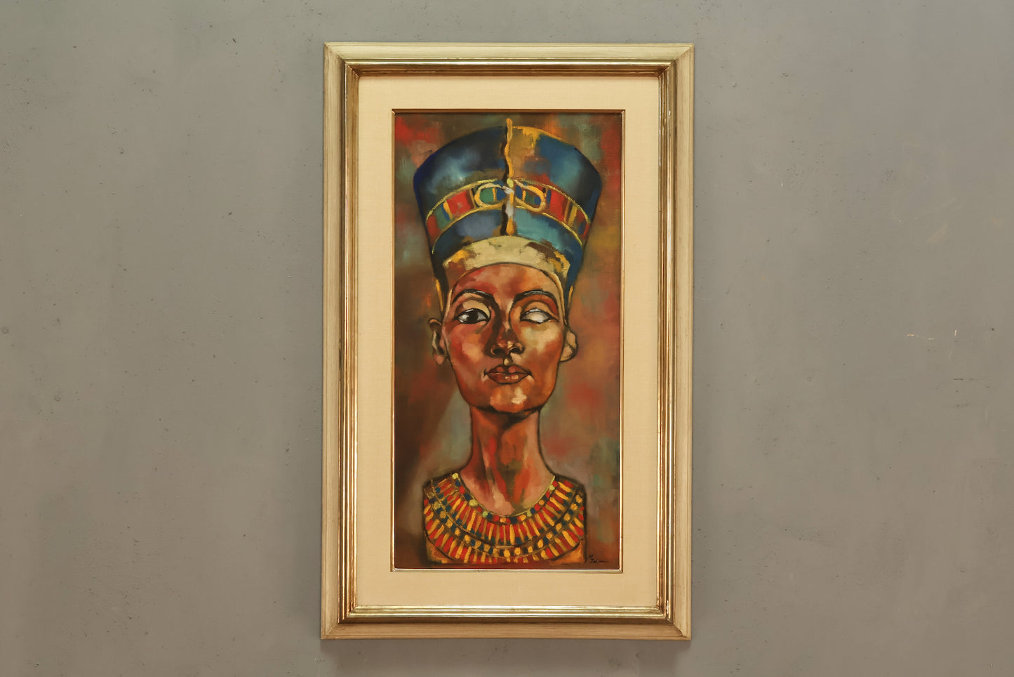 Mid Century "Nefertiti Bust" Painting