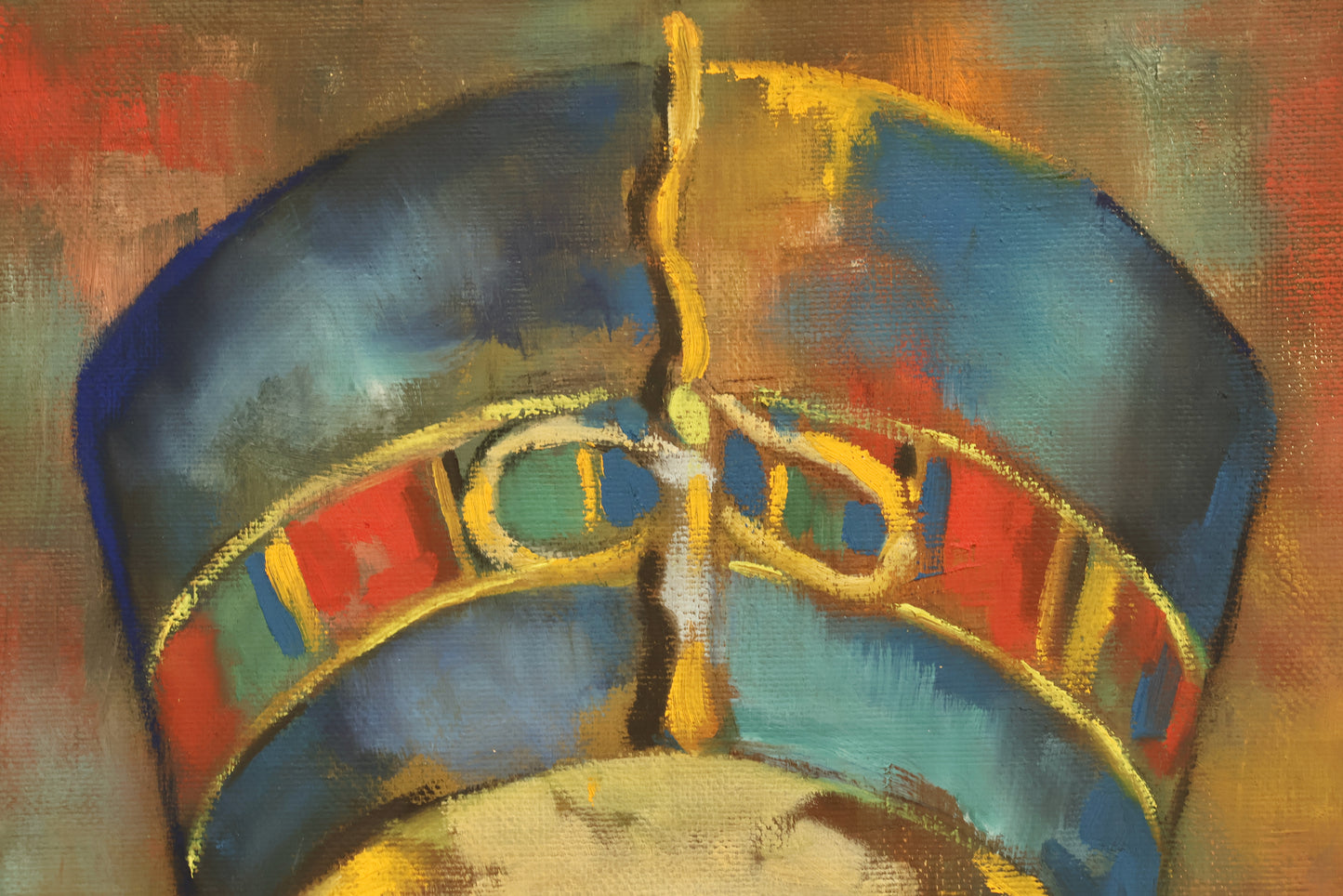 Mid Century "Nefertiti Bust" Painting