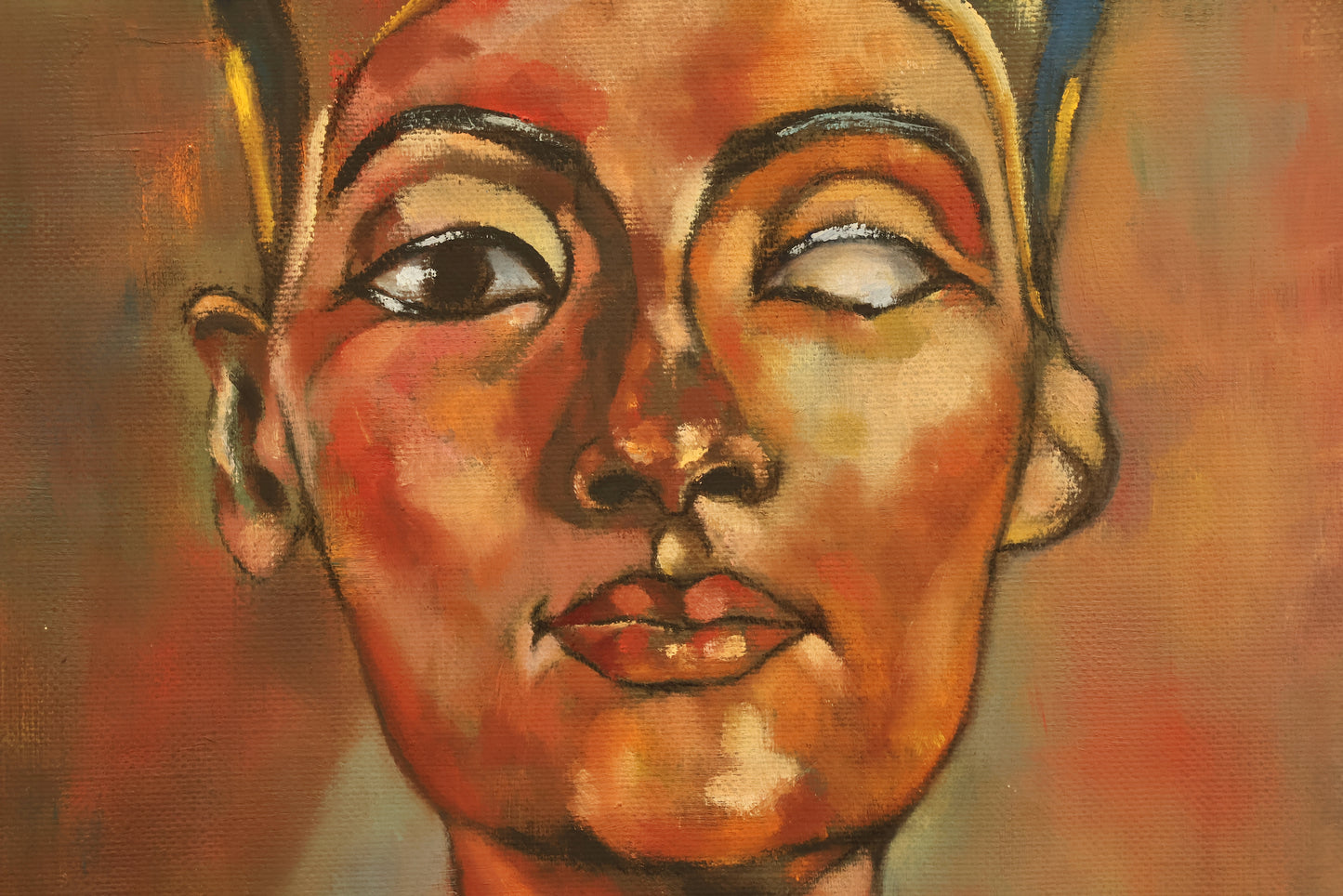 Mid Century "Nefertiti Bust" Painting
