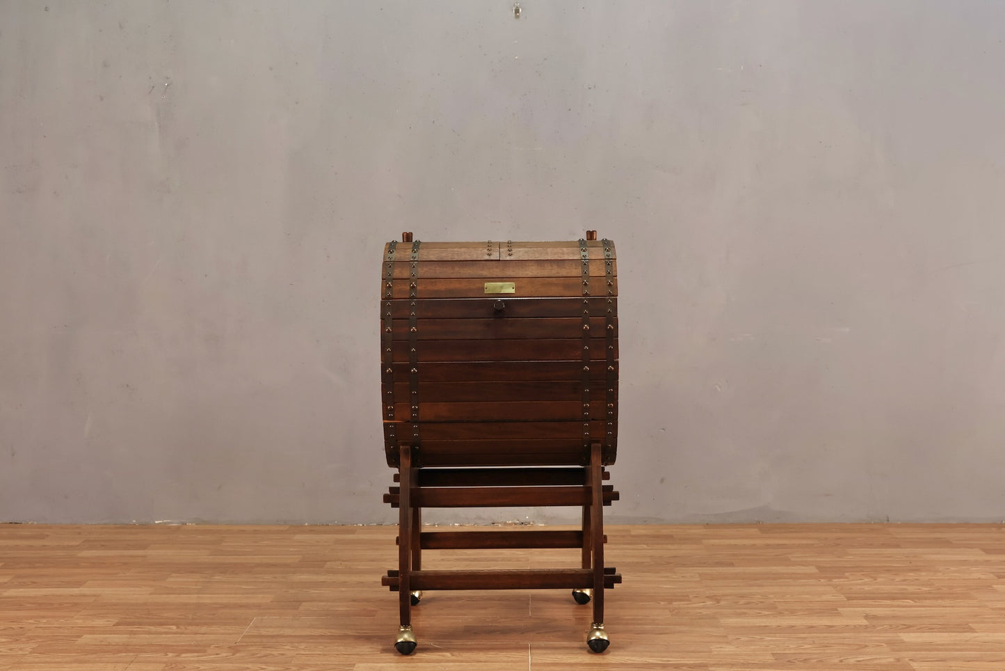 Oak Barrel Bar Cart