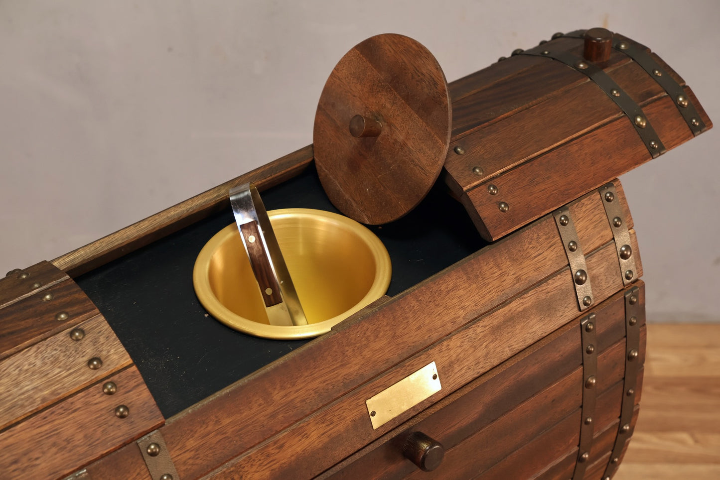 Oak Barrel Bar Cart