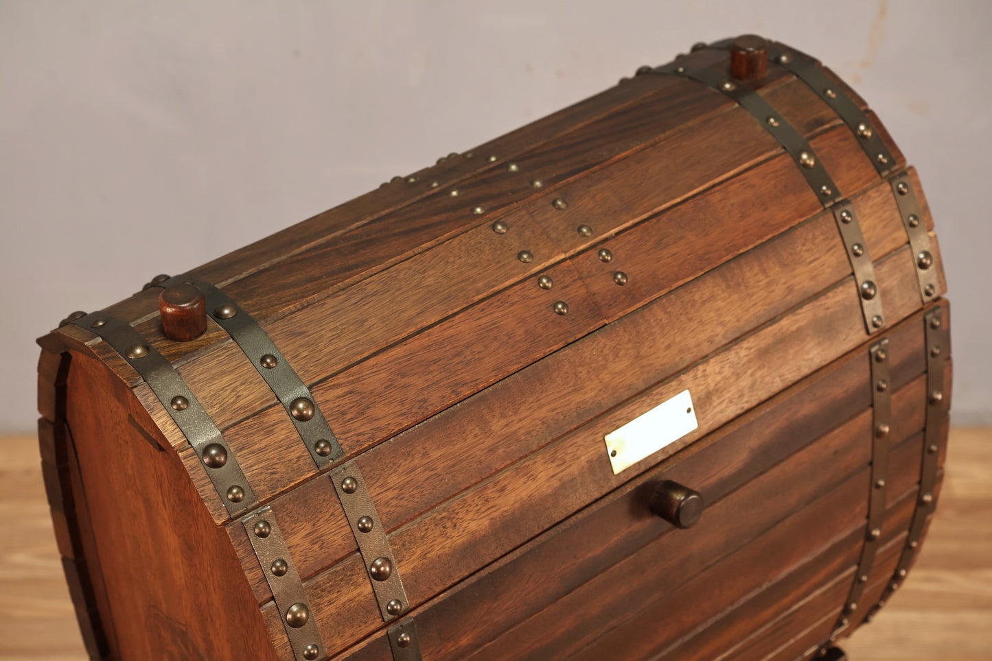 Oak Barrel Bar Cart