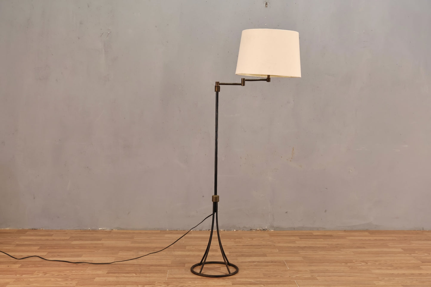 Atomic Black & Gold Swing-Arm Floor Lamp