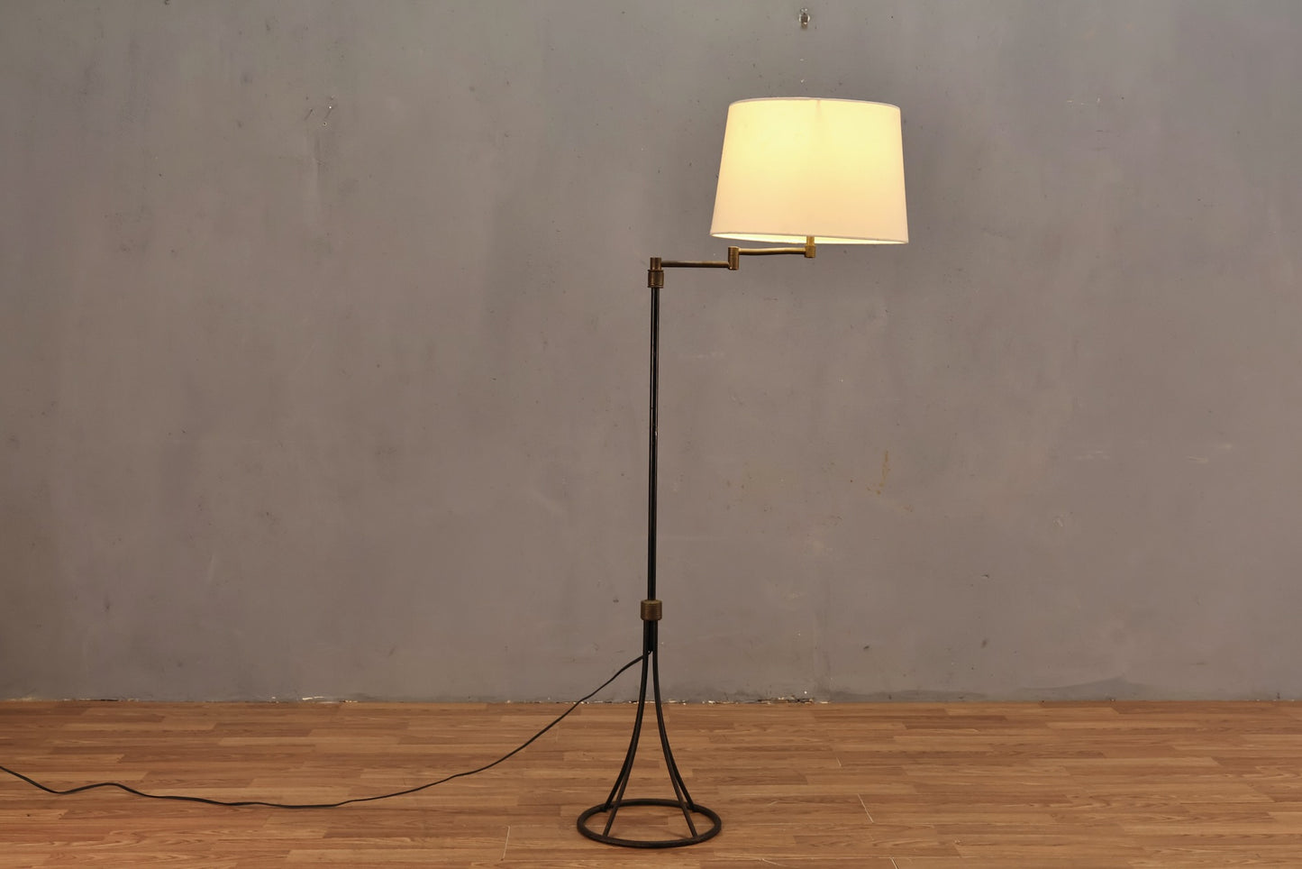 Atomic Black & Gold Swing-Arm Floor Lamp