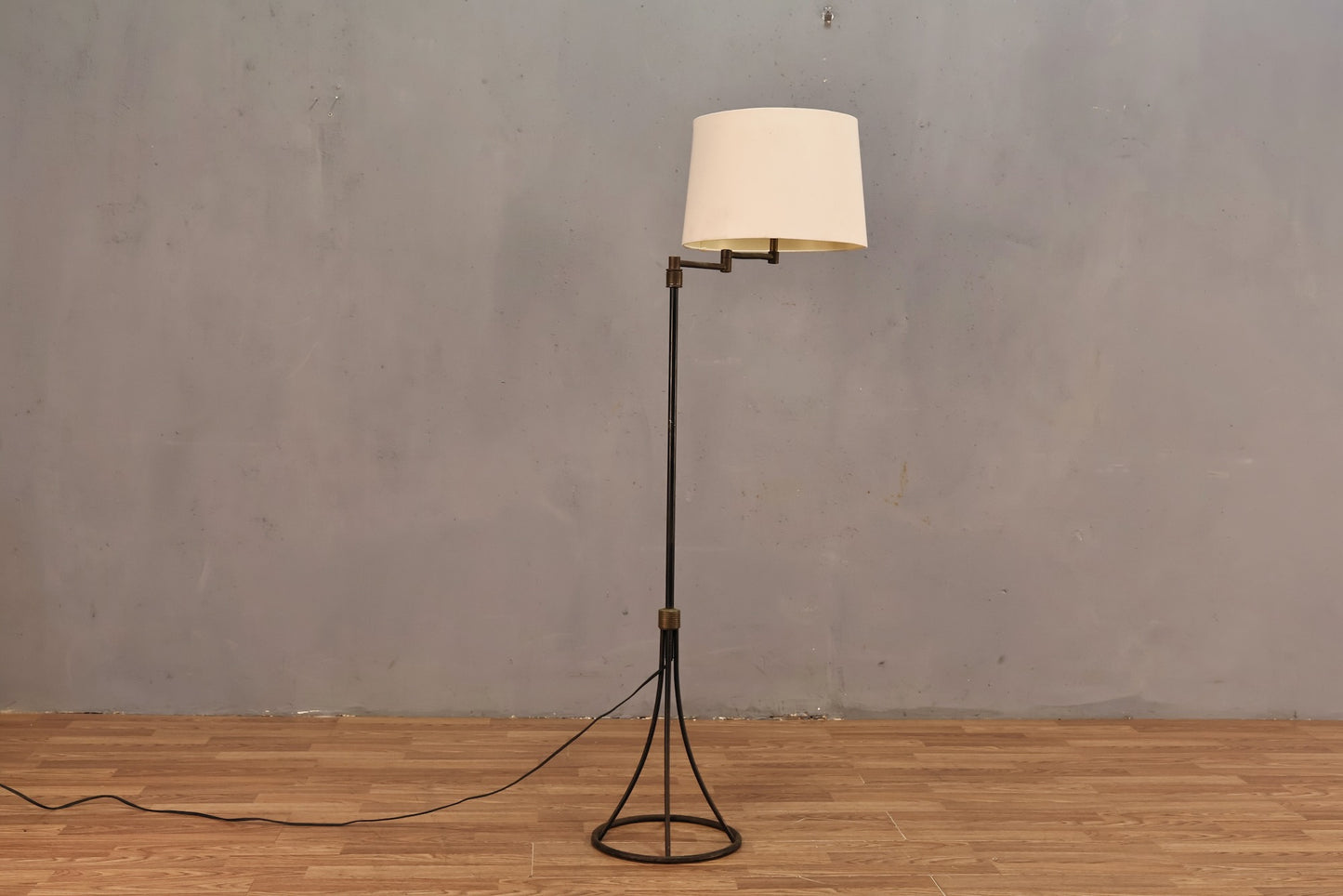 Atomic Black & Gold Swing-Arm Floor Lamp