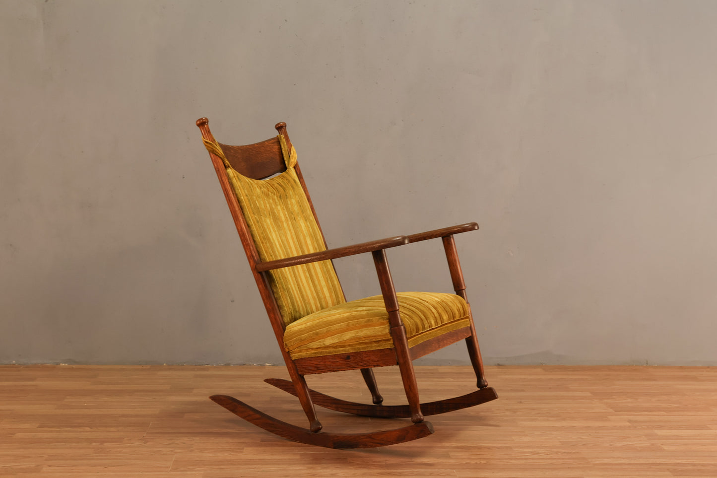 Oak & Citrine Velveteen Rocking Chair - ONLINE ONLY