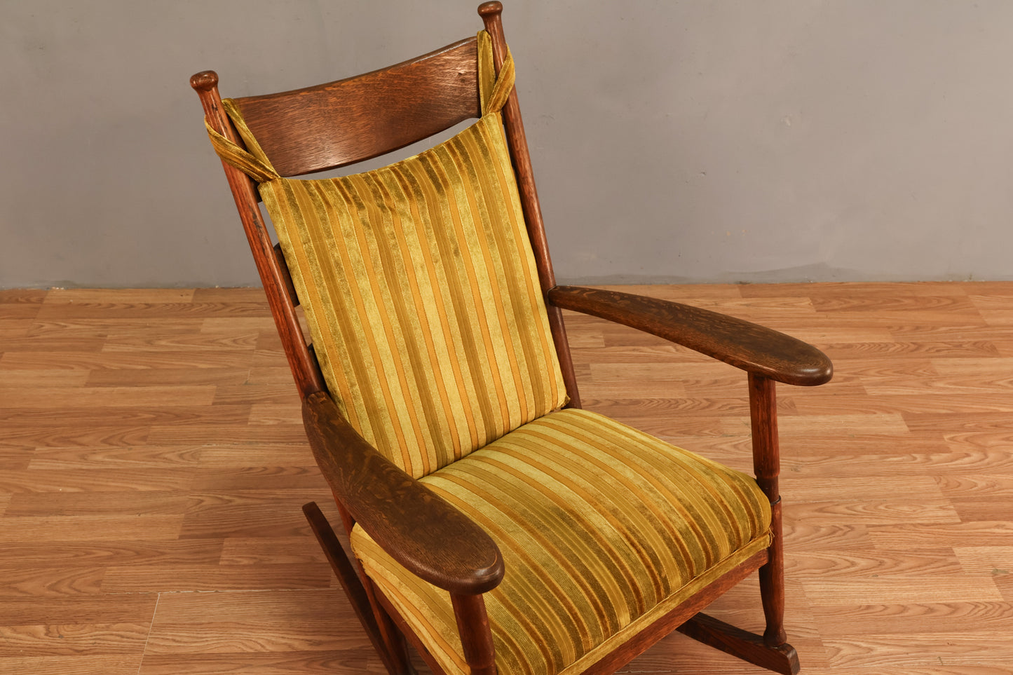 Oak & Citrine Velveteen Rocking Chair - ONLINE ONLY