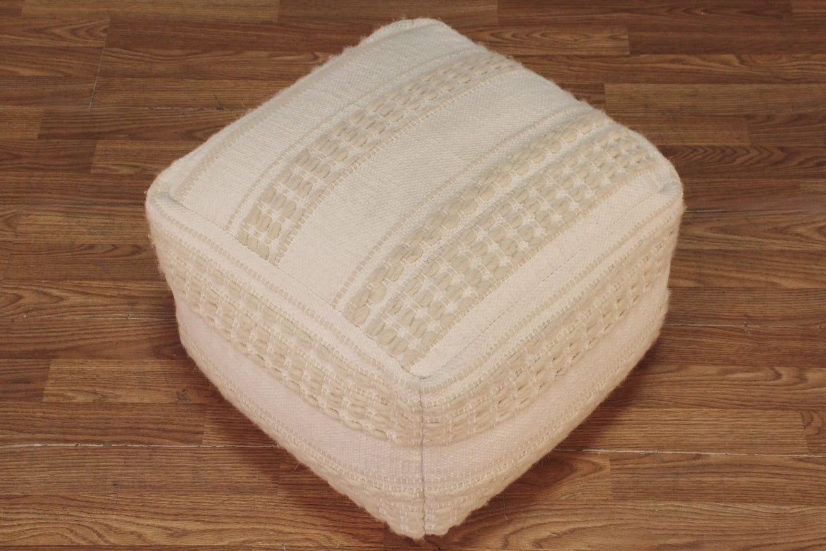 Ivory Knit Pouf