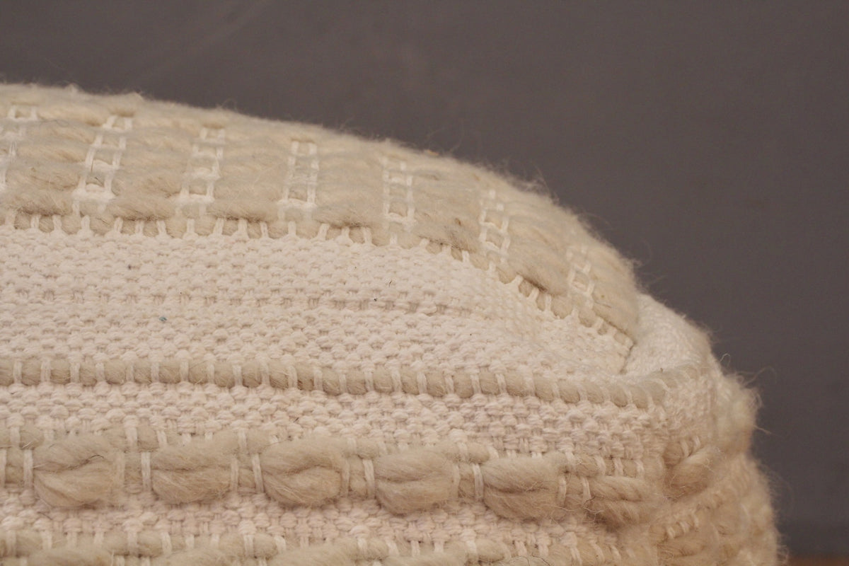 Ivory Knit Pouf