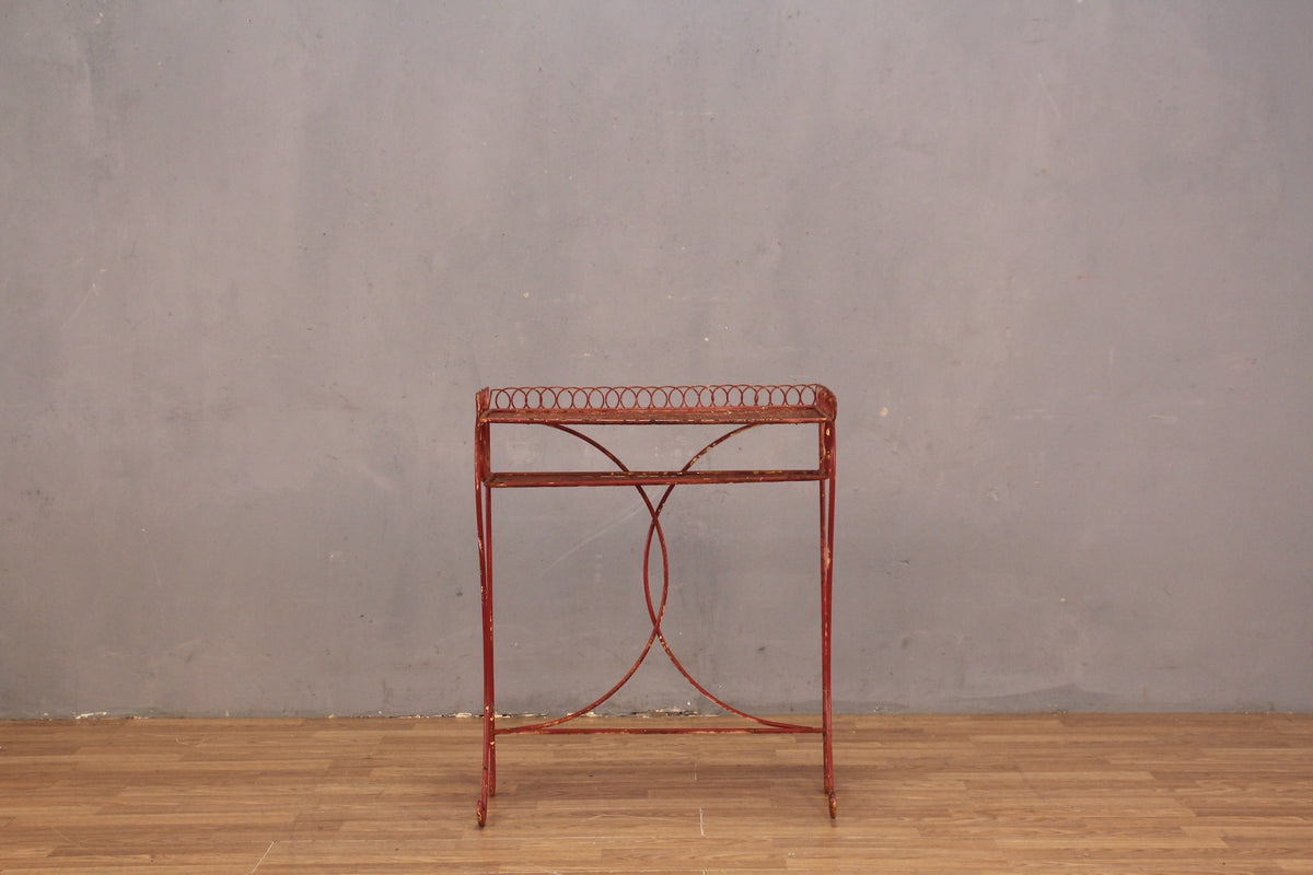 Rustic Red Iron Curlicue Console Table