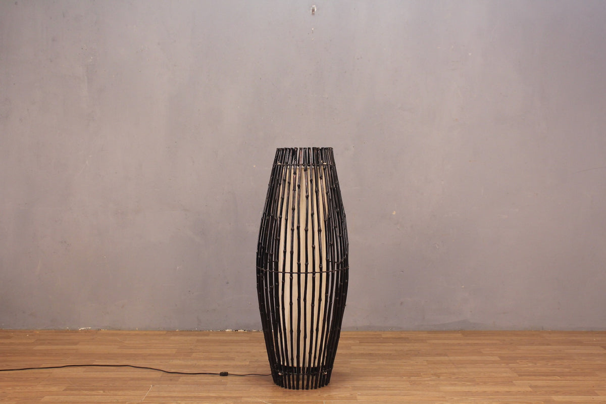 Black Bamboo Lantern Floor Lamp