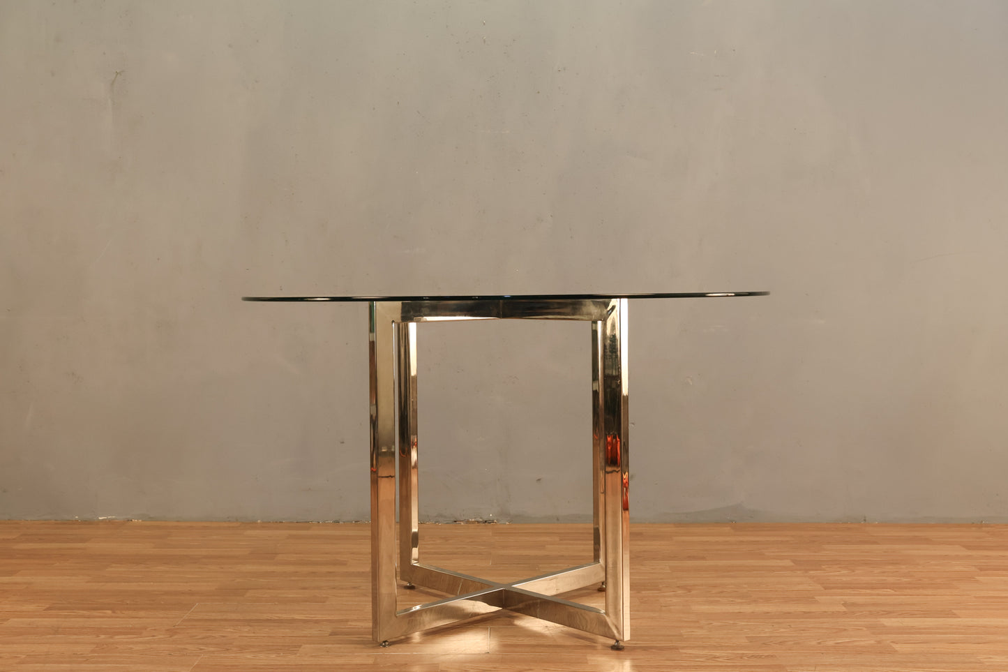 Round Chrome & Glass Dining Table - ONLINE ONLY