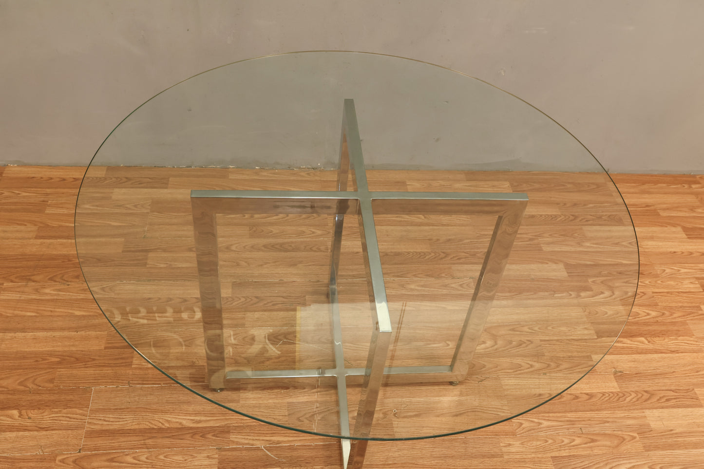 Round Chrome & Glass Dining Table - ONLINE ONLY