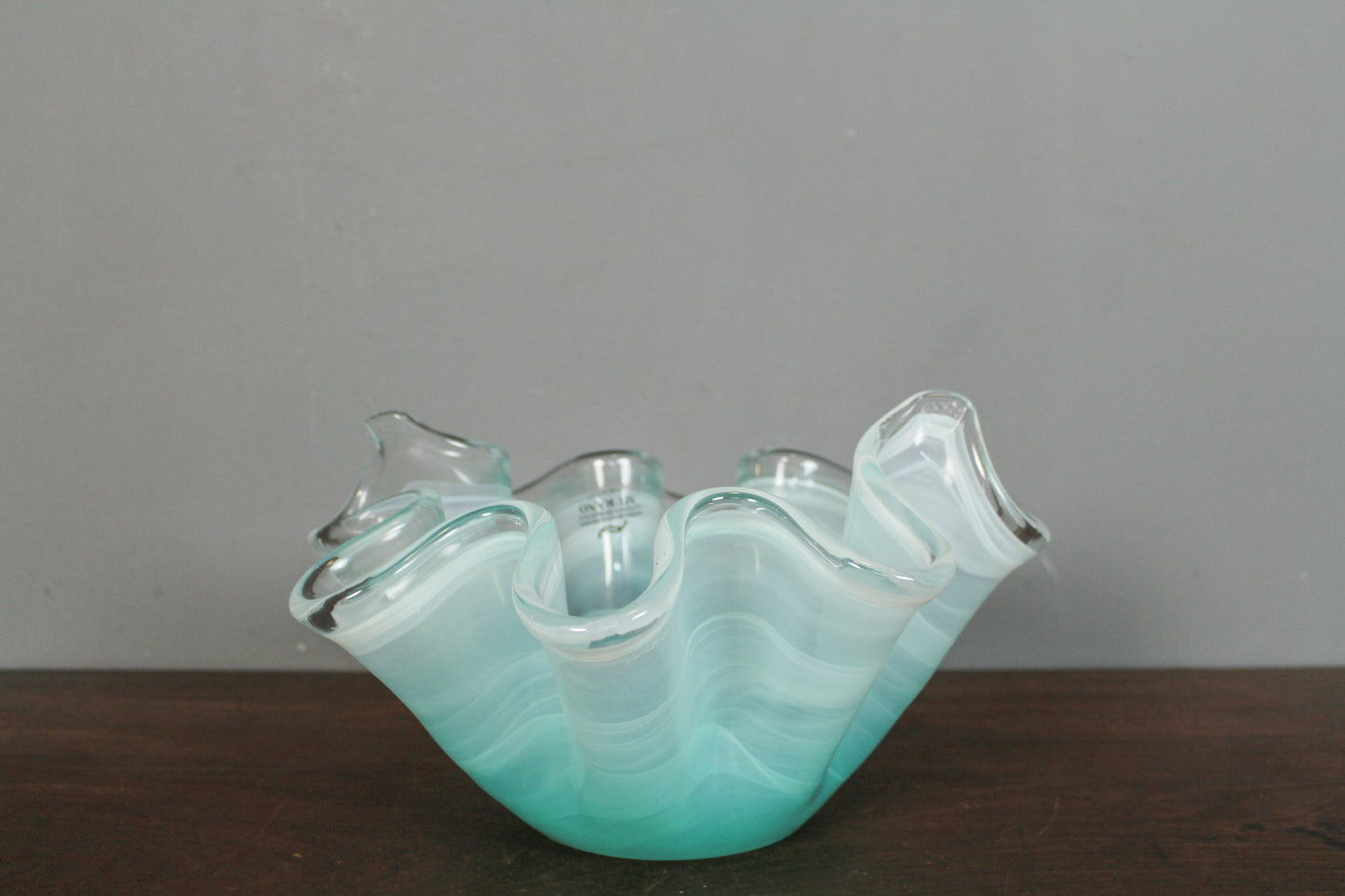 Wavy Aqua Murano Glass Bowl