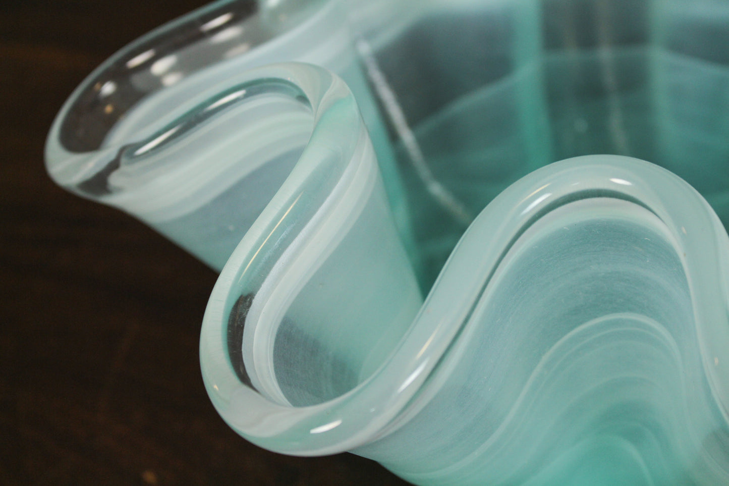 Wavy Aqua Murano Glass Bowl