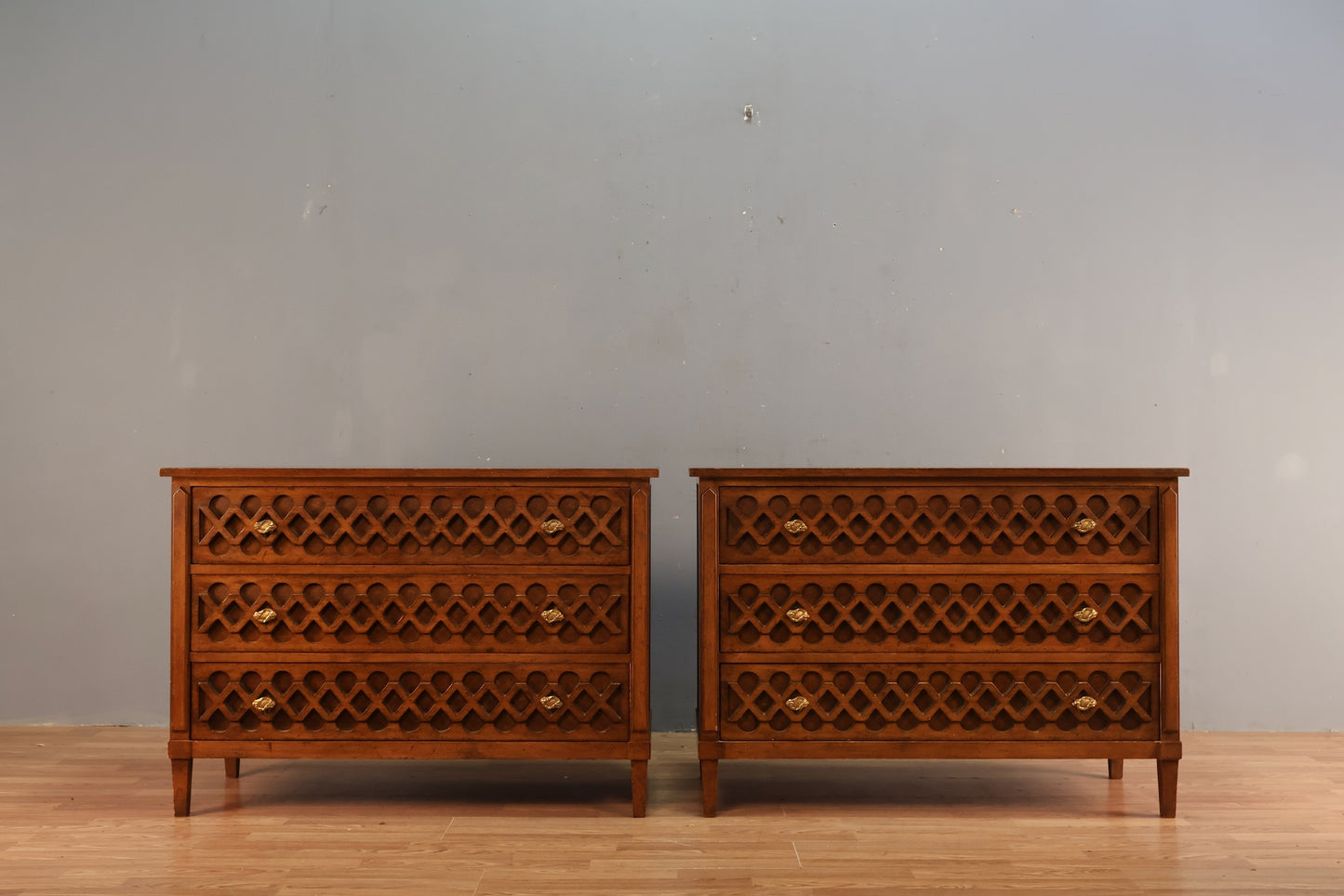 Hollywood Regency Lattice 3-Drawer Dresser