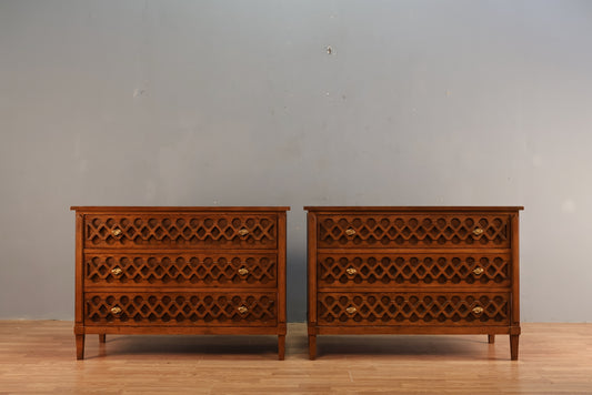 Hollywood Regency Lattice 3-Drawer Dresser