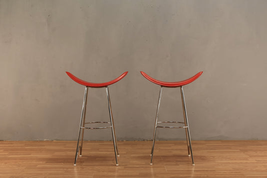 Modern Red Leather Bar Stool - ONLINE ONLY