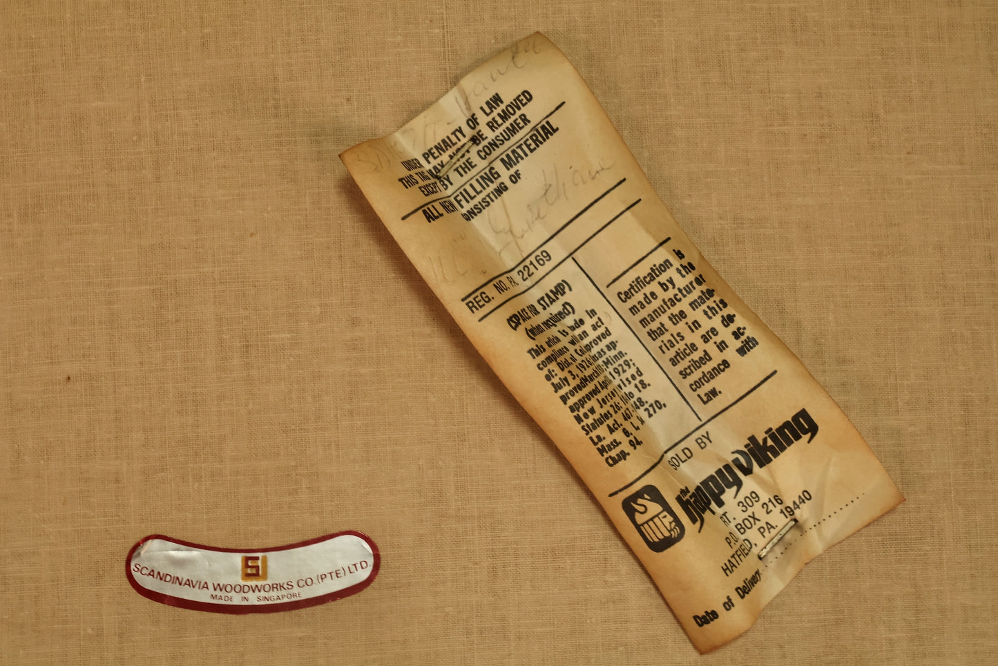 Mid Century Teak & Oatmeal Side Chair