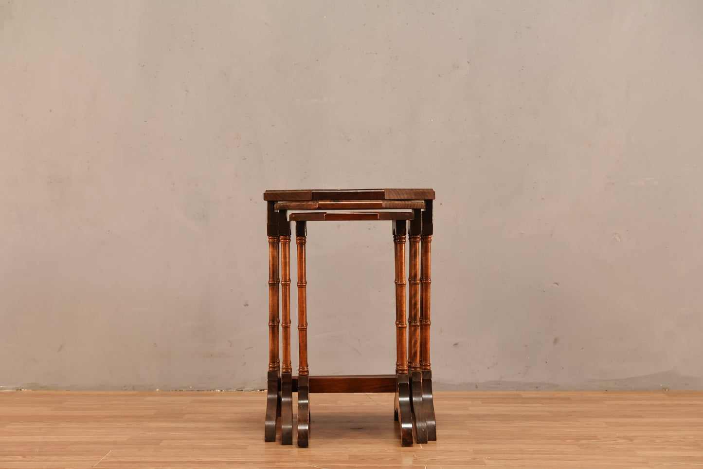 Trio of Octagonal Glass-Top Nesting Tables