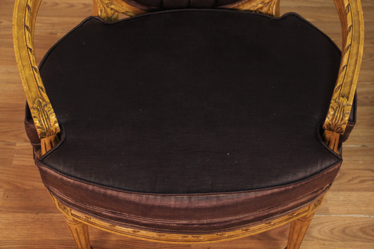 Hollywood Regency Tufted Sateen Armchair
