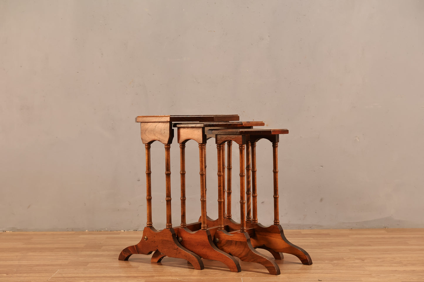 Trio of Octagonal Glass-Top Nesting Tables