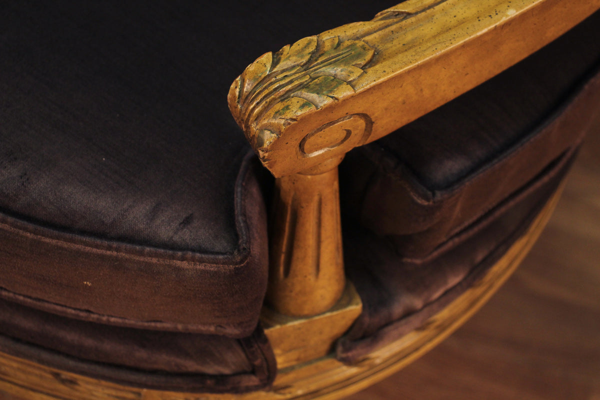 Hollywood Regency Tufted Sateen Armchair