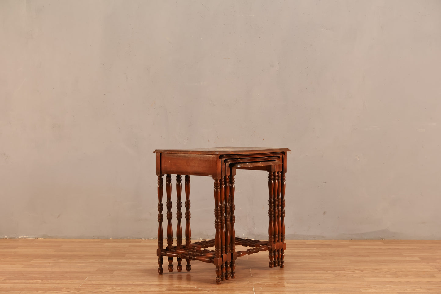 Quartet of Provincial Gold Inlaid Nesting Tables