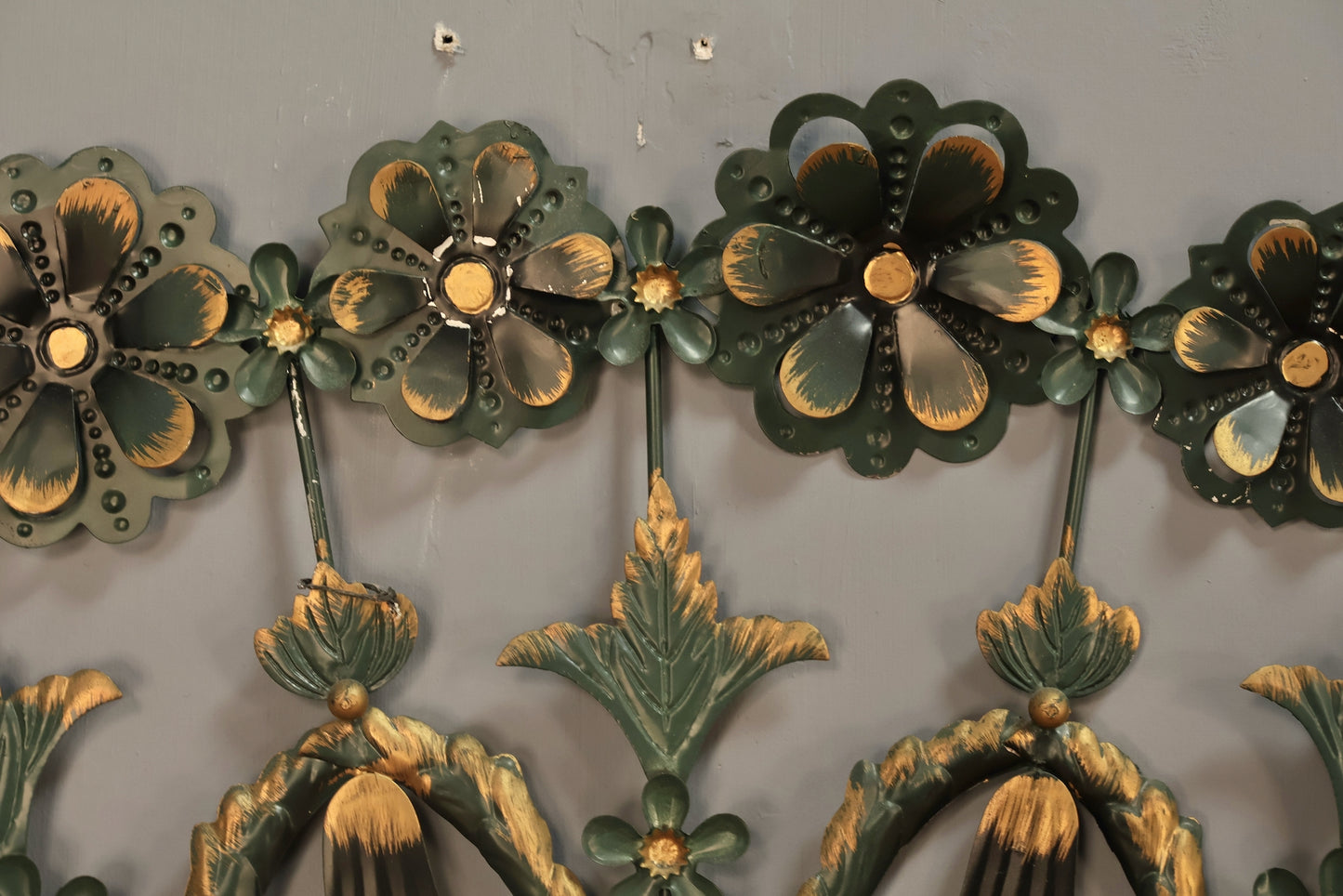 Green & Gold Metal Fan Wall Sculpture