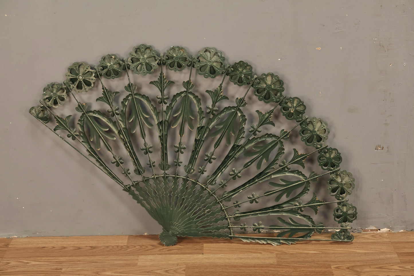 Green & Gold Metal Fan Wall Sculpture