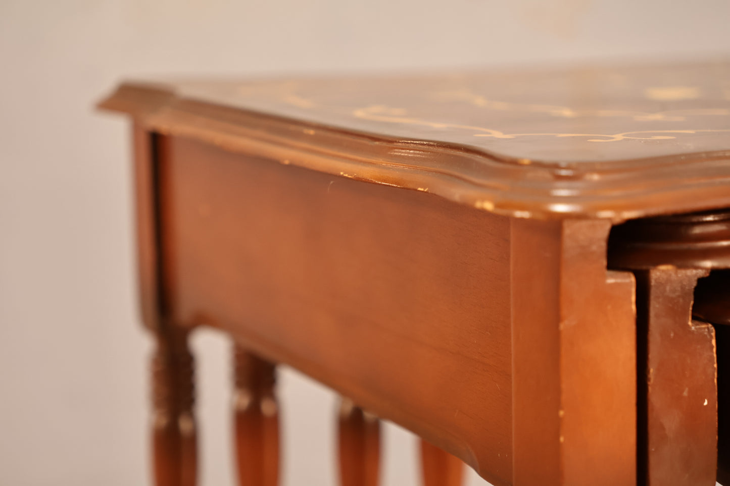 Quartet of Provincial Gold Inlaid Nesting Tables