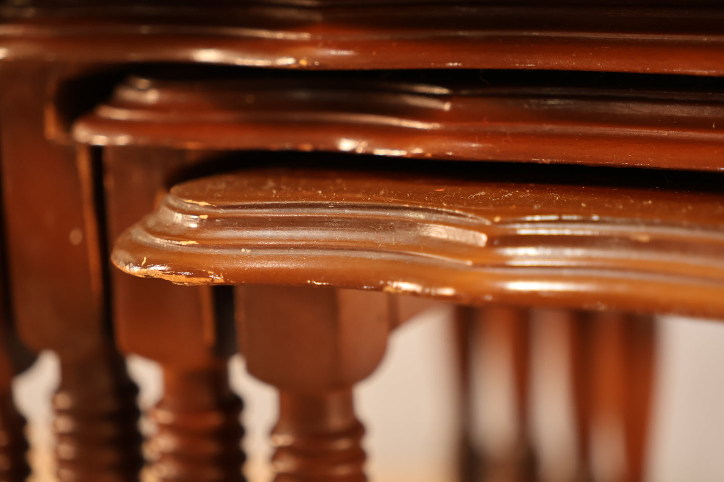 Quartet of Provincial Gold Inlaid Nesting Tables