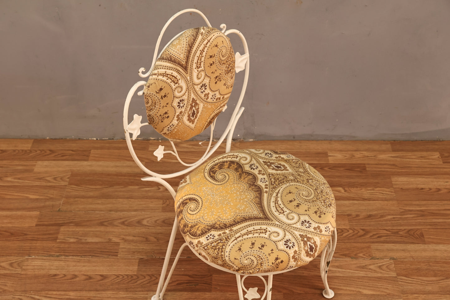 White Iron & Paisley Side Chair