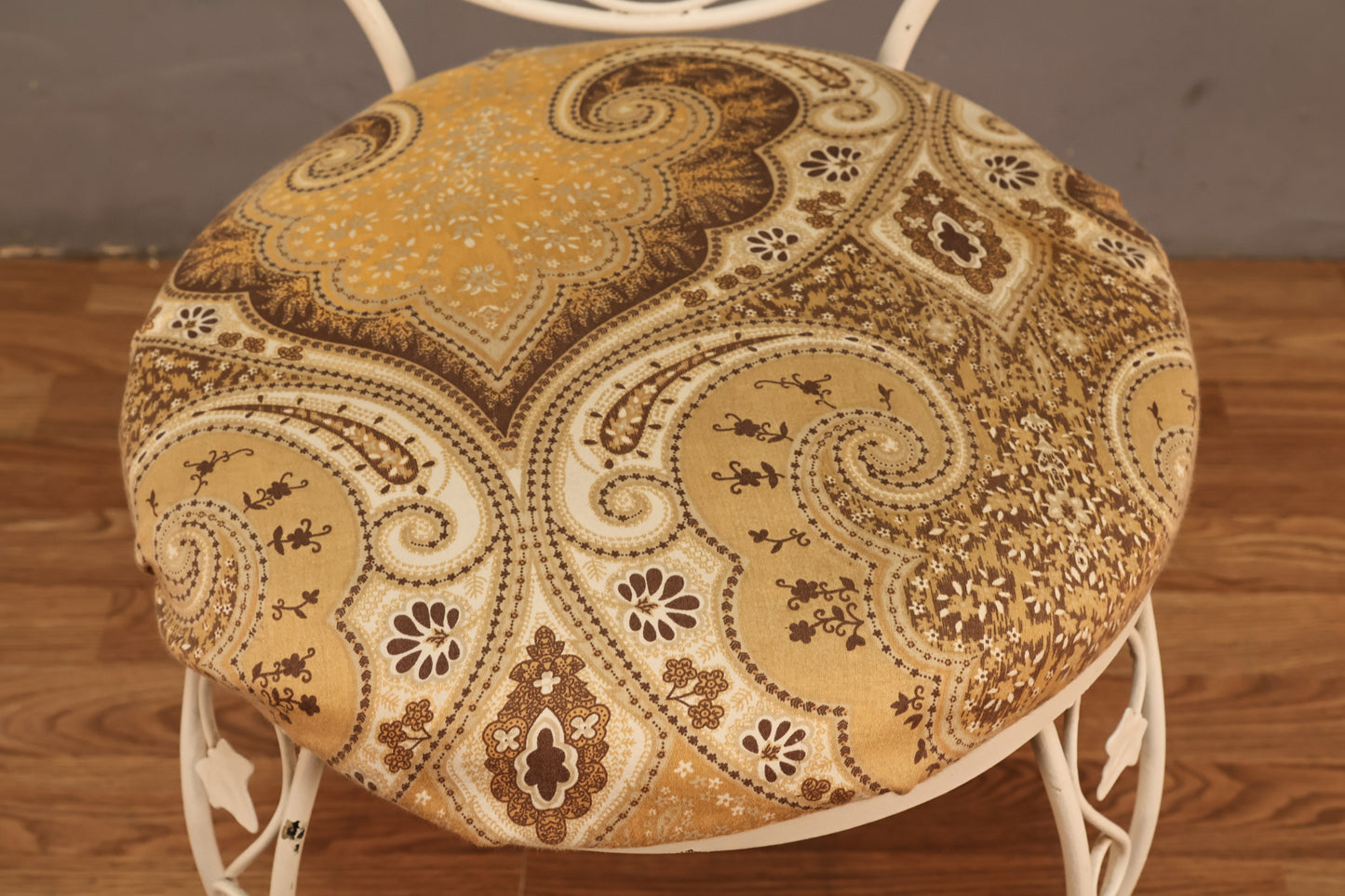 White Iron & Paisley Side Chair