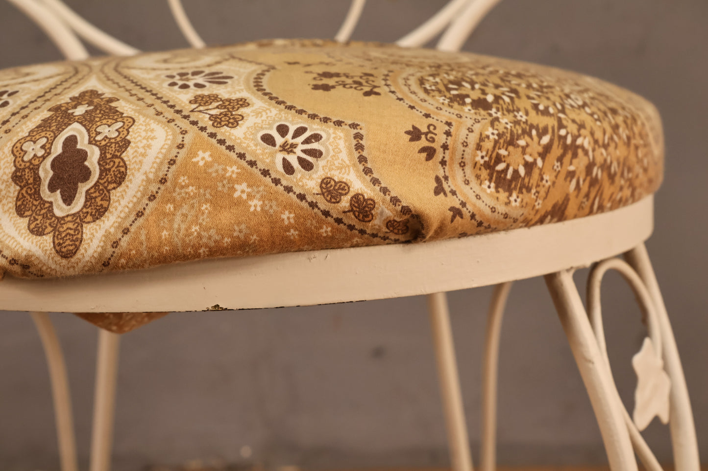 White Iron & Paisley Side Chair