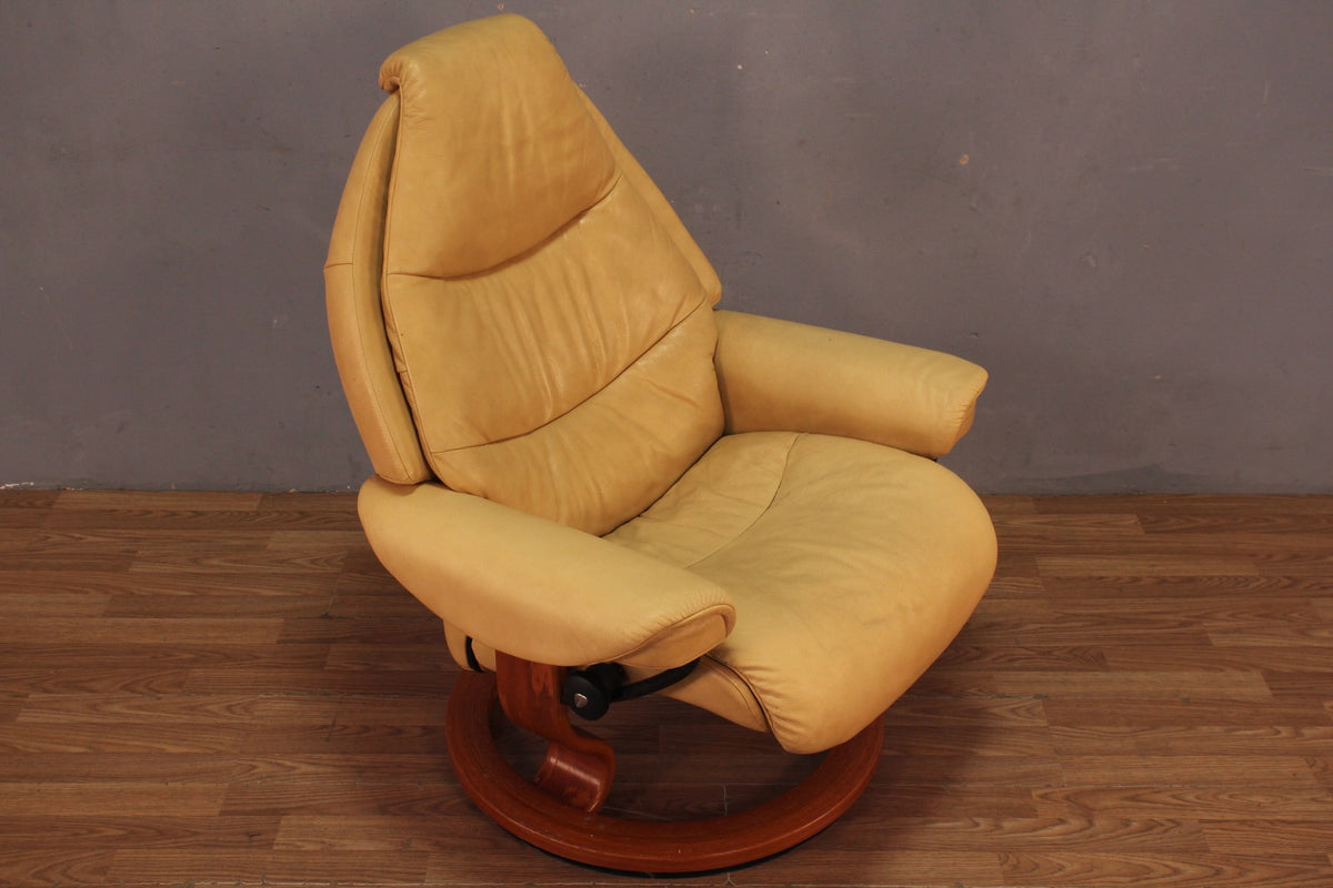 Ekornes Butter Leather Recliner & Ottoman
