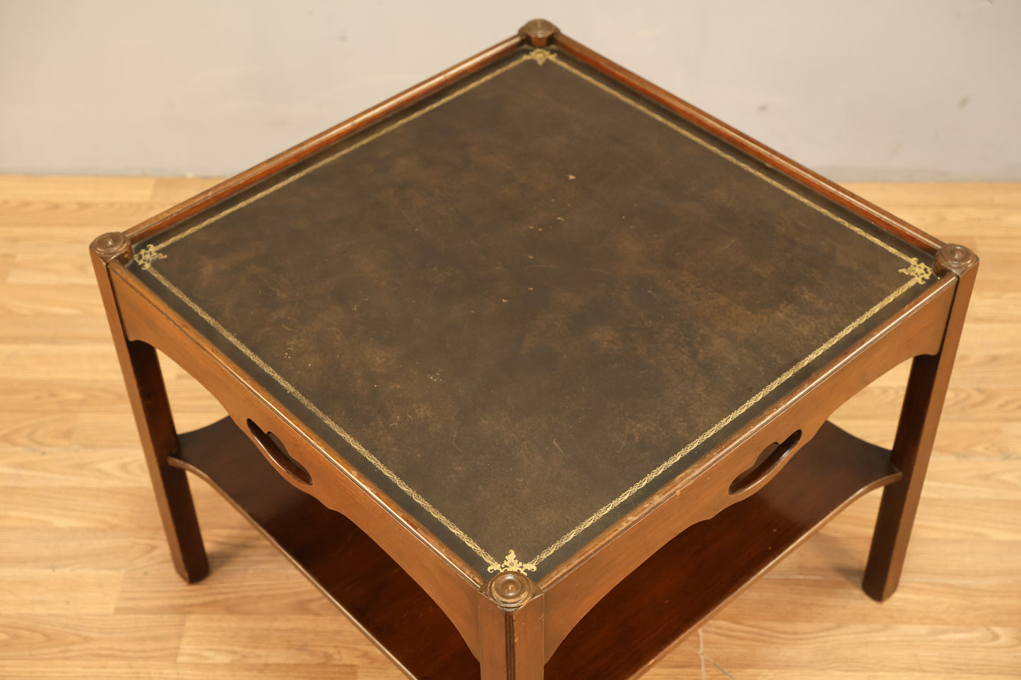 Leather-Top 2-Tier End Table
