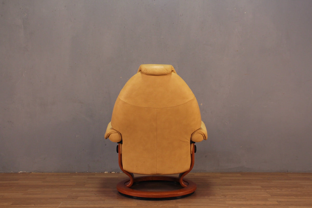 Ekornes Butter Leather Recliner & Ottoman