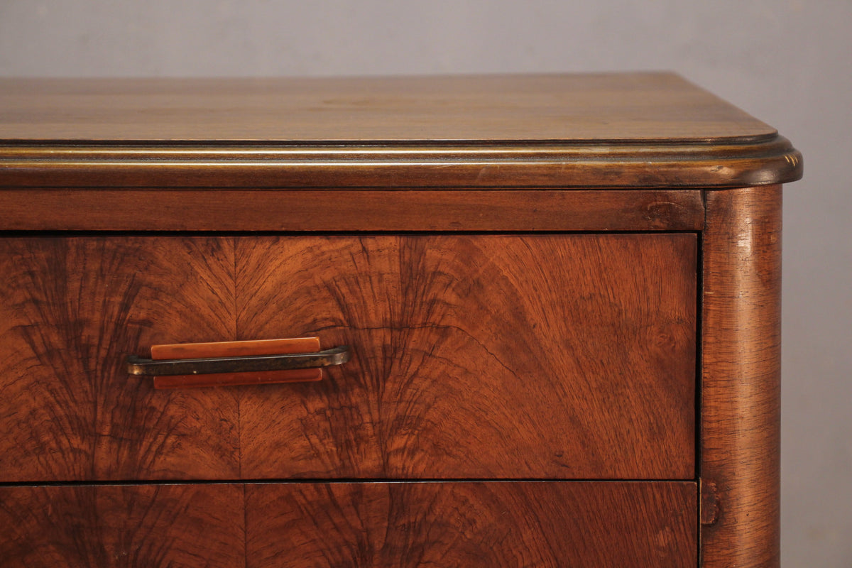 Art Deco Burl 6-Drawer Highboy Dresser