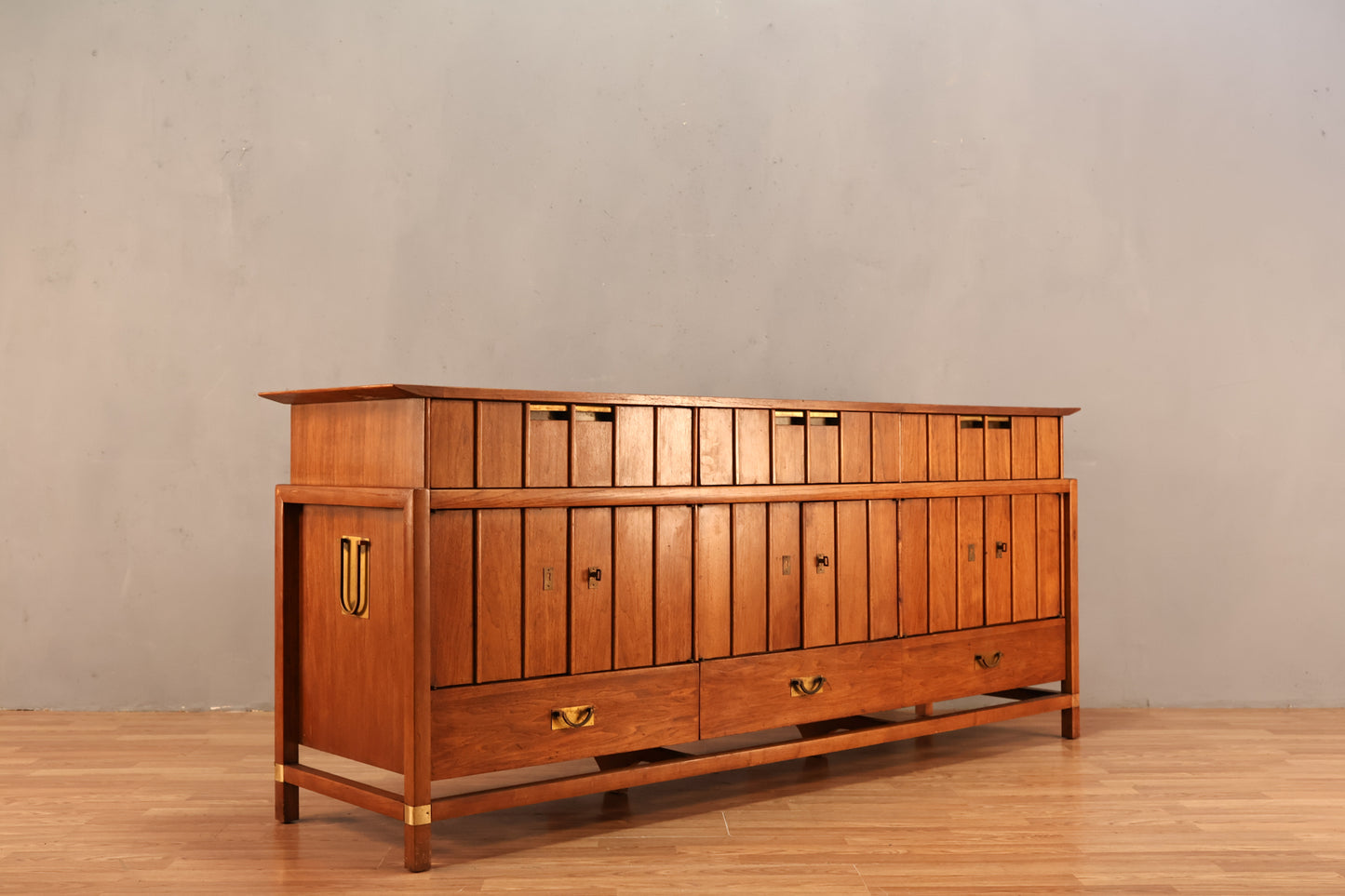 Luxe Mid Century Brass-Accent Credenza